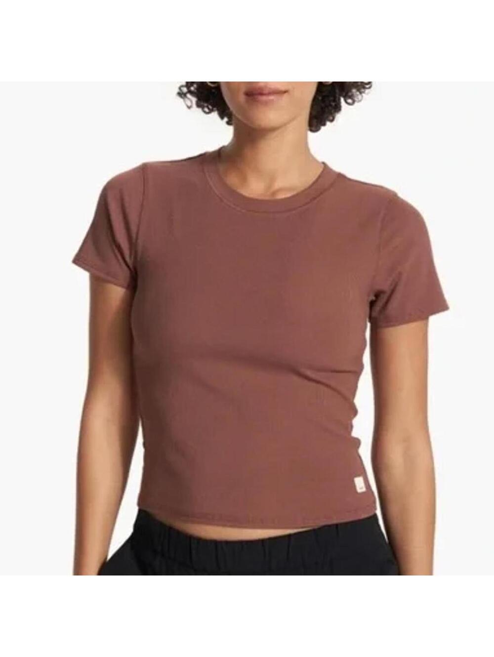 Vuori Pose Fitted Tee in Chestnut Brown Sz S Athleisure Activewear